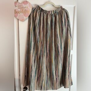 IJOAH Multicolor Striped Maxi Skirt with Pockets NWT